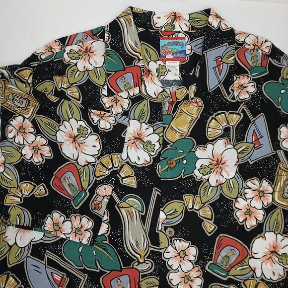 Joe Kealoha Original Men's Short Sleeve Hawaiian Rayon Shirt XL Tiki Cocktails - Picture 1 of 6